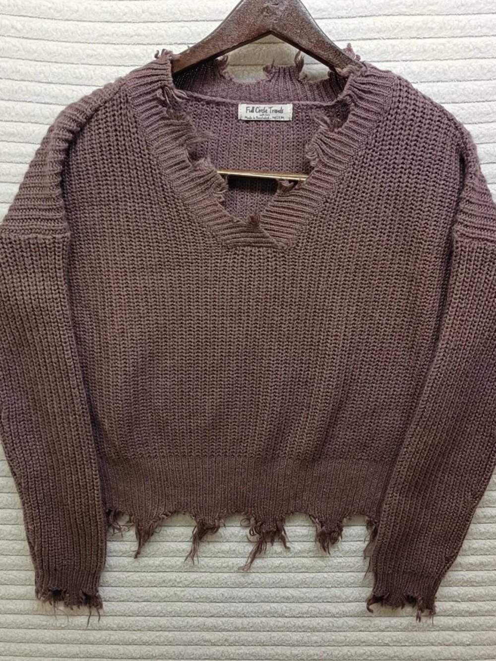Full Circle Trends Sweater, Womens Medium Purple Knit Distressed Y2k Sweater